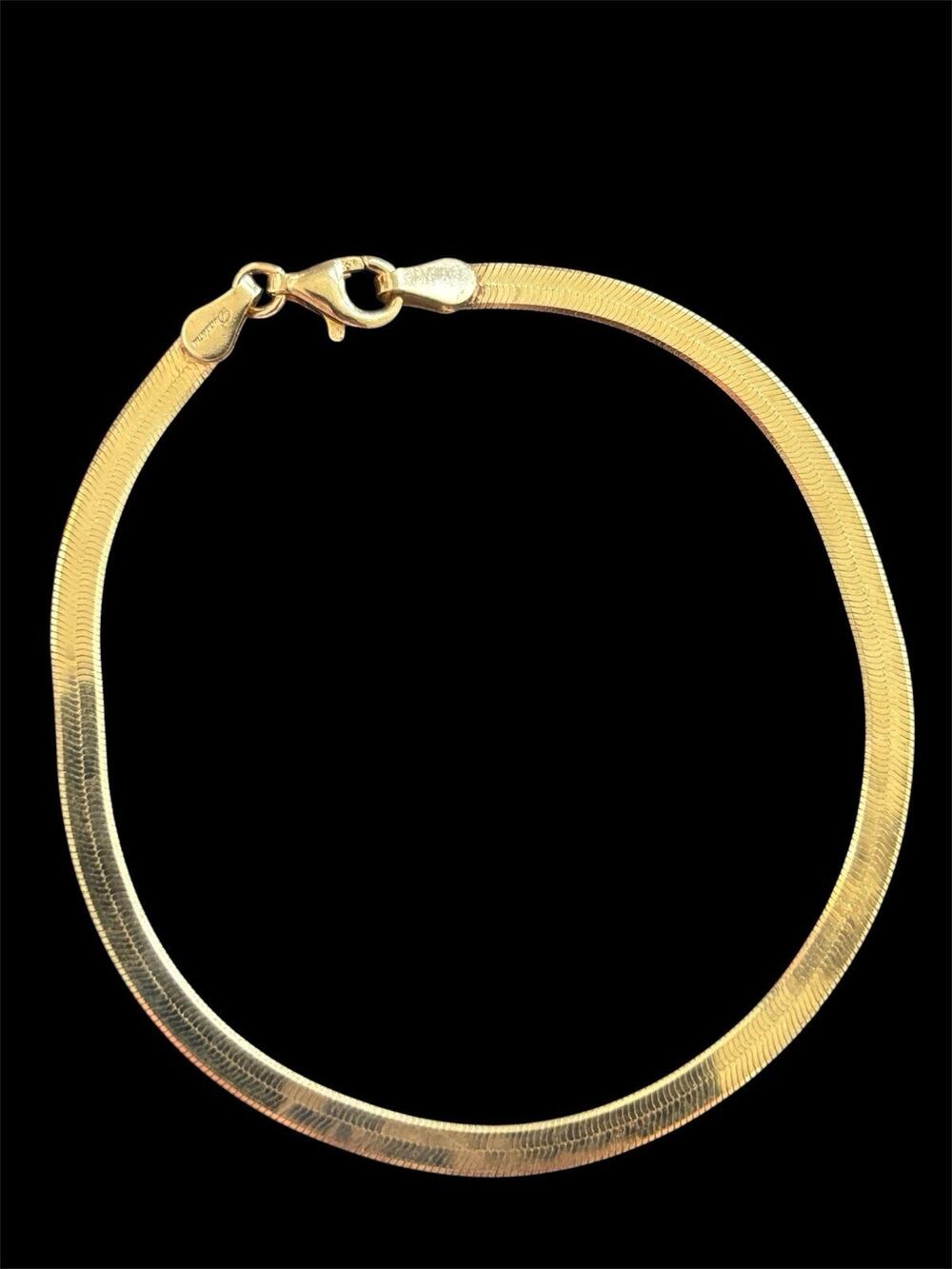 Sterling Silver 3mm Herringbone Chain Bracelet Gold Vermeil 925 Dyadema 6.75”
